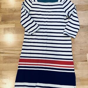 L.L. Bean Navy and White Striped Dress